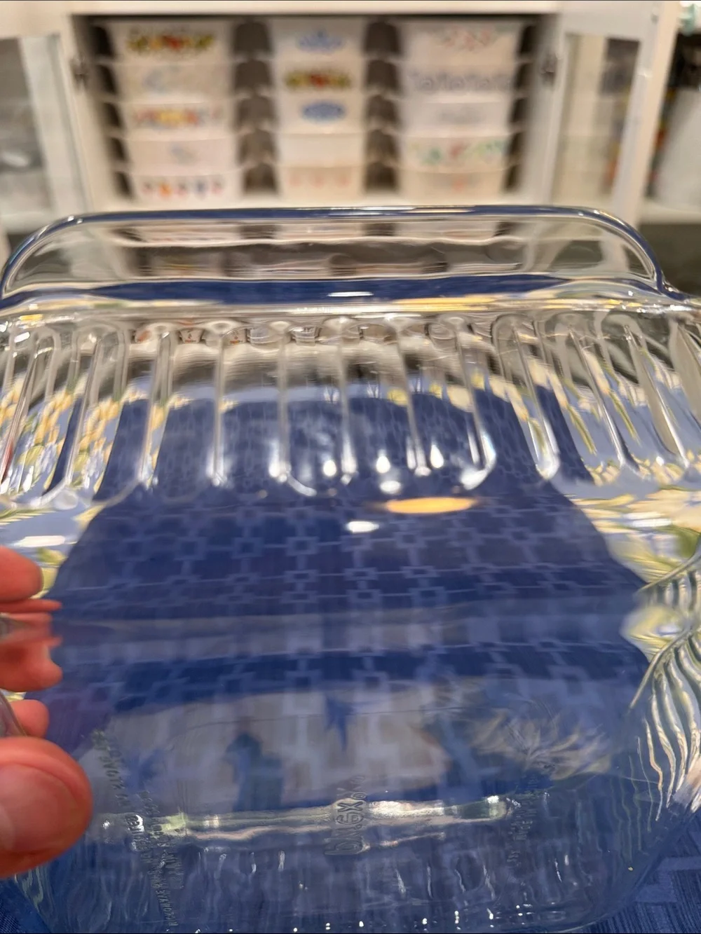 Pyrex Clear Square Baking Dish 8x8 with Subtle Green Tint and Handles